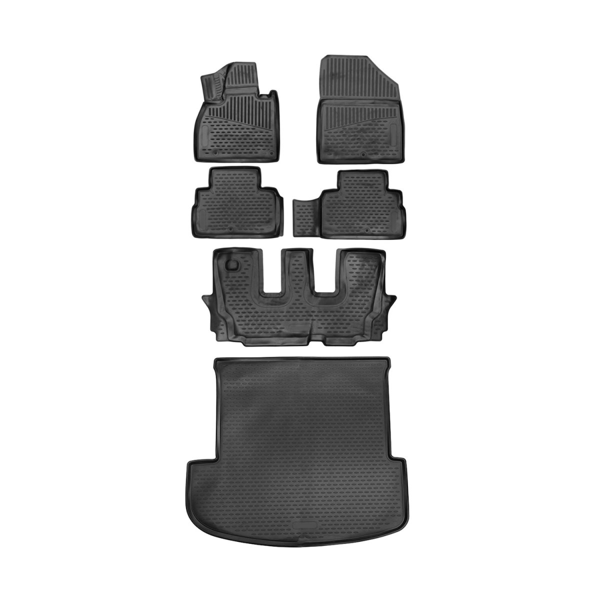 KIA Telluride 3D Floor-Trunk Mats - Omac - SUV KIT - Black - 2020-2024